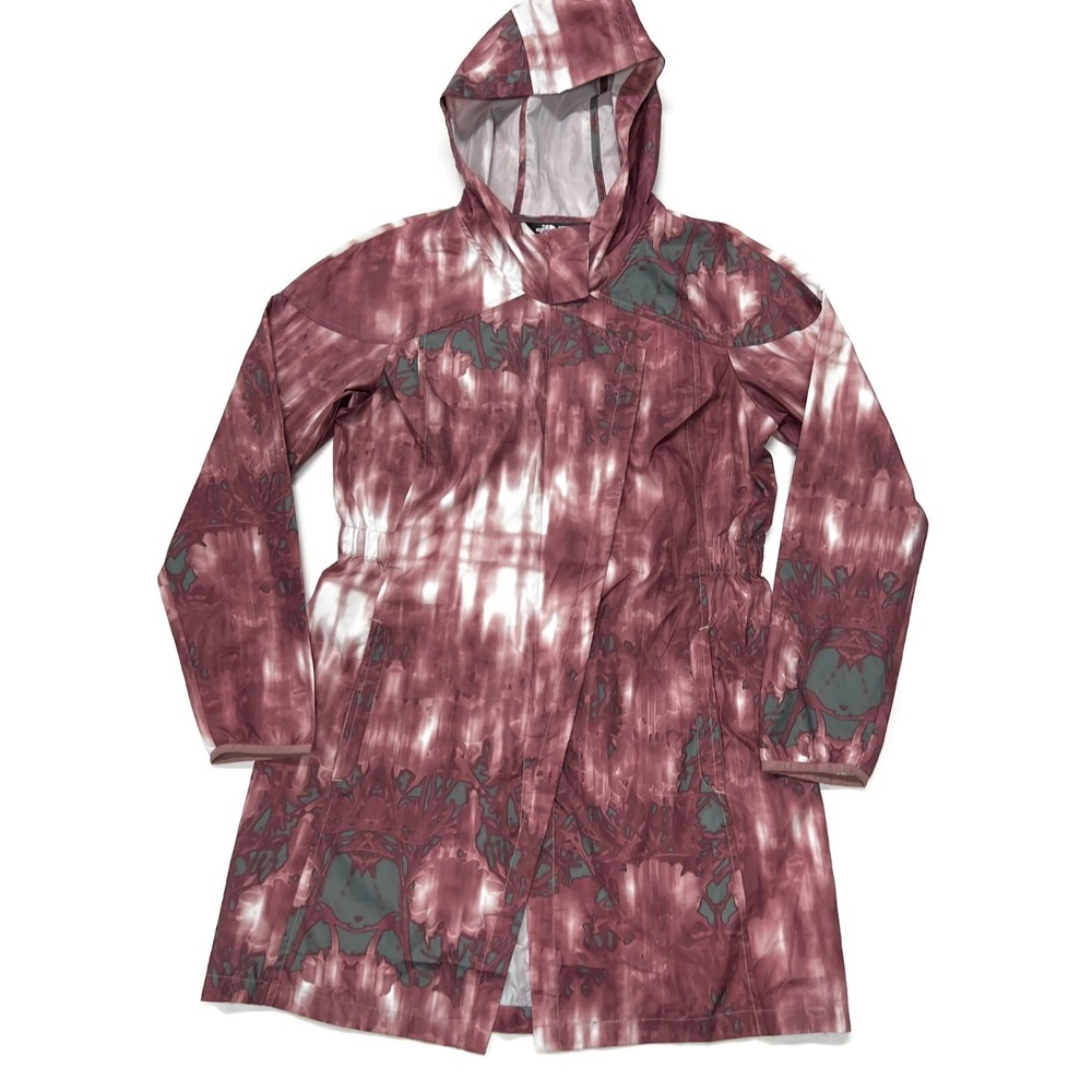 The North Face Gymset Hooded Trench Rain Jacket Womens Medium Light Snap Coat‎